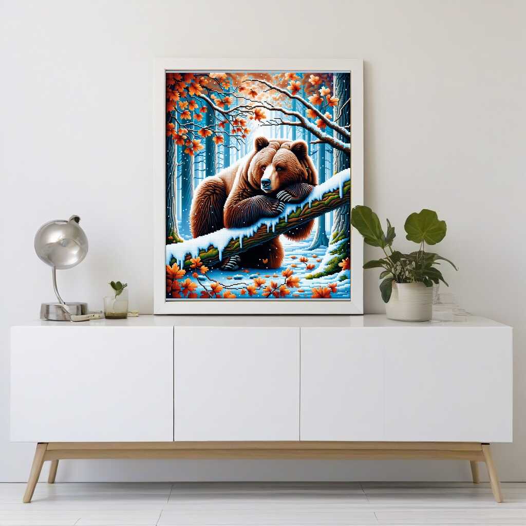 Brown Bear in a Tree — Diamond Painting Kit, product view 2