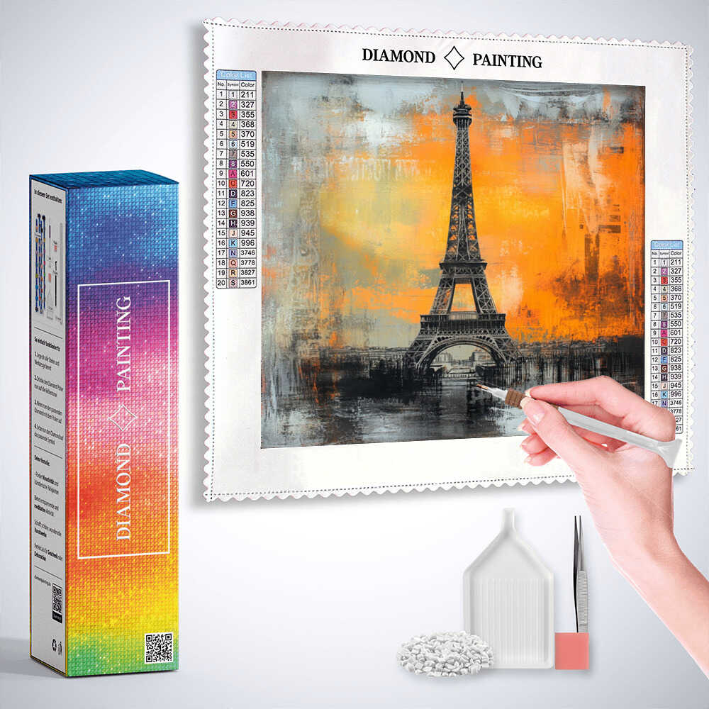 Paris in a Fiery Sunset — Diamond Painting Kit, product view 3