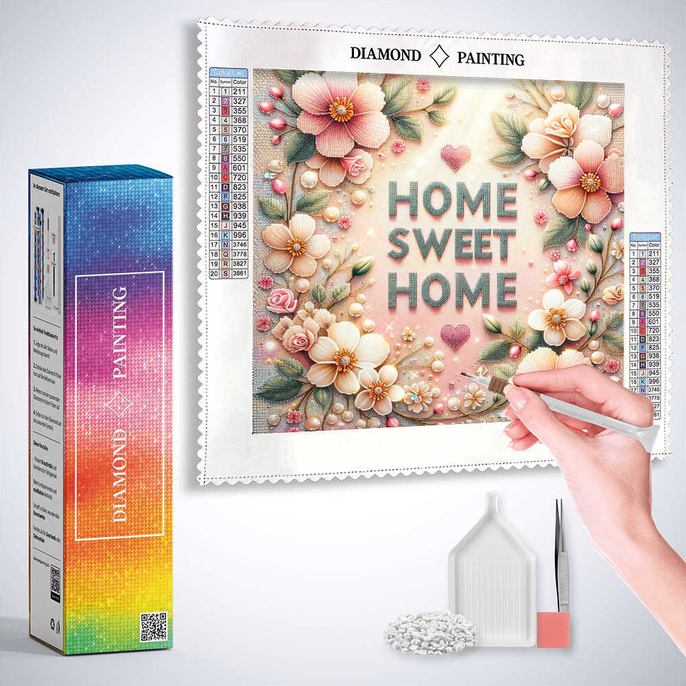 Home Sweet Home Flowers — Diamond Painting Kit, product view 3