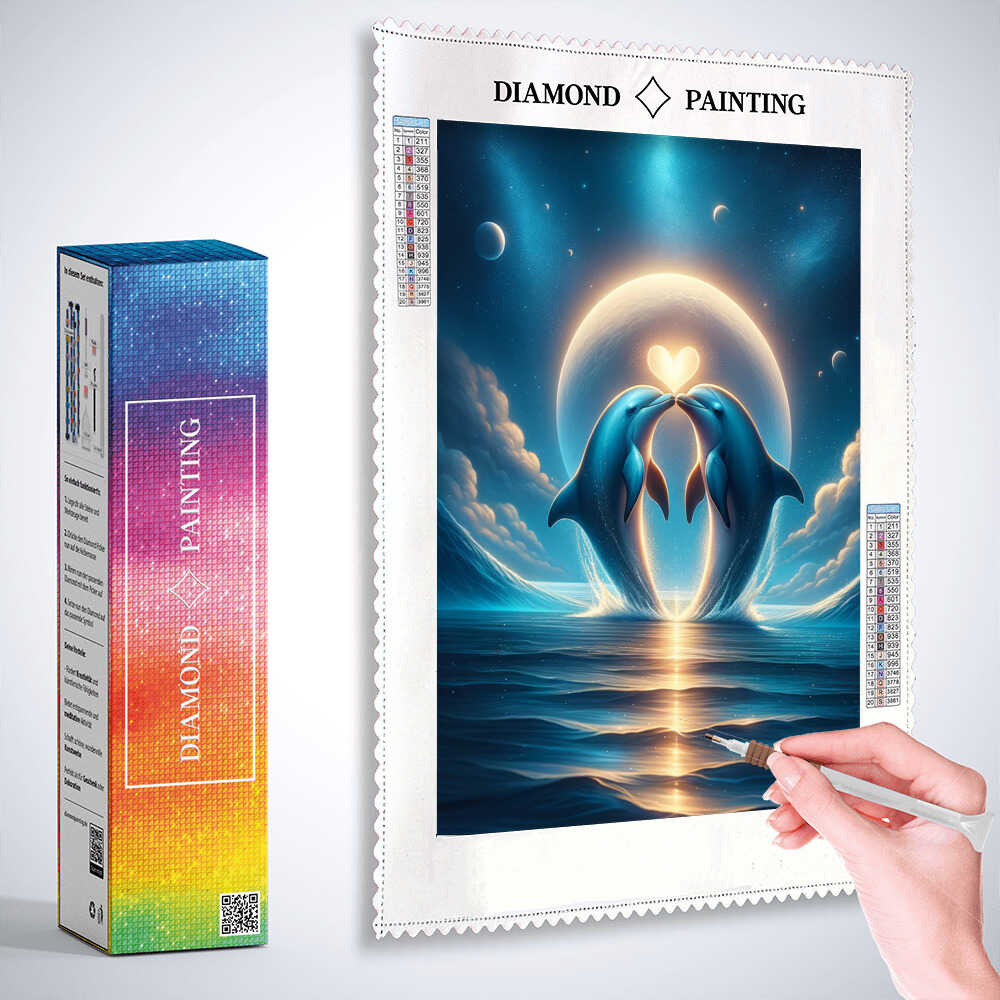 Dolphins heart — Diamond Painting Kit, product view 3