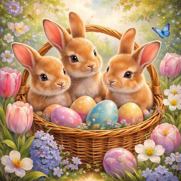 Bunnies in an Easter Basket — Diamond Painting Kit design