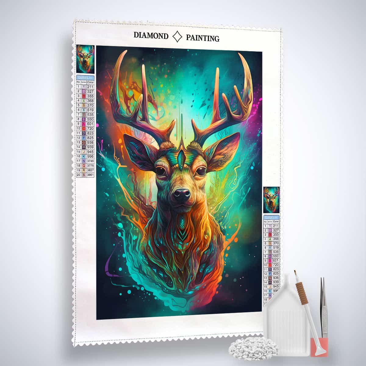 Deer Portrait colorful — AB Diamond Painting Kit, product view 2