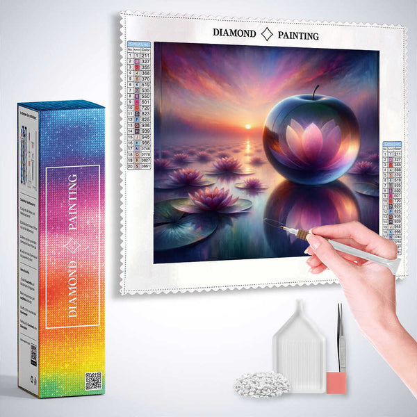 Glass apple water lilies in the sea — Diamond Painting Kit, product view 3