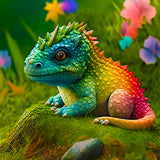 Baby dragon in a meadow — AB Diamond Painting Kit design