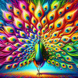 Peacock in an Explosion of Color — Diamond Painting Kit design