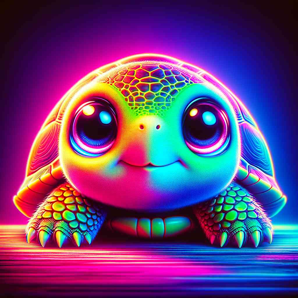 The Turtle's Neon Daydream — Diamond Painting Kit design