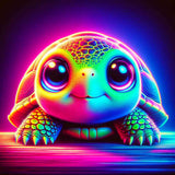 The Turtle's Neon Daydream — Diamond Painting Kit design