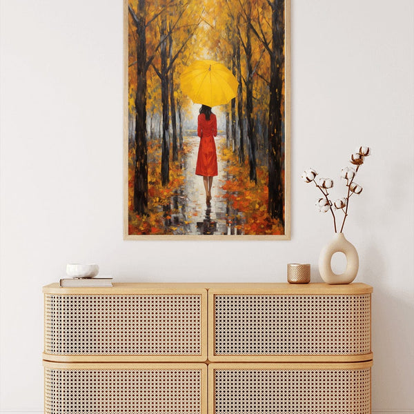 Autumn feelings: Beautiful woman in a colorful forest — Diamond Painting Kit, product view 3