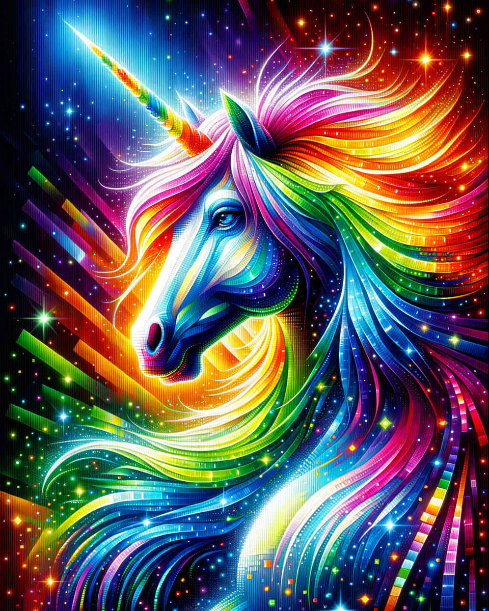 Rainbow horse with mane — Diamond Painting Kit design