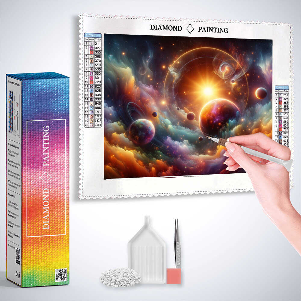 Planets around the Sun — Diamond Painting Kit, product view 3