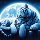 White Tigers Cuddling — Diamond Painting Kit design