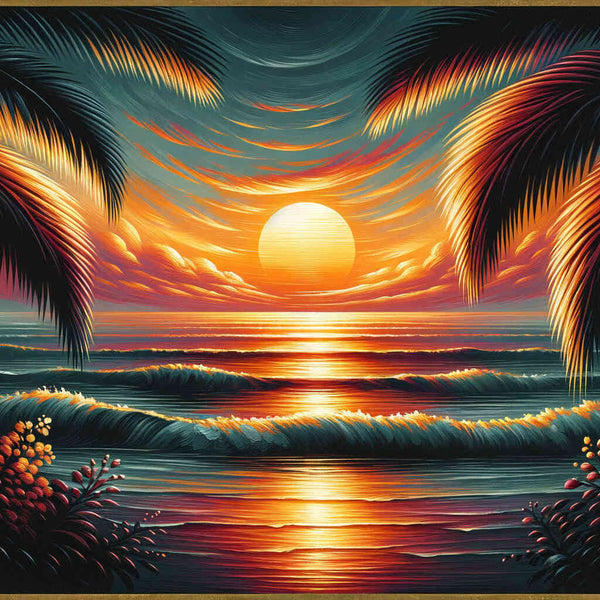 Palms in the Sunset Glow — Diamond Painting Kit design