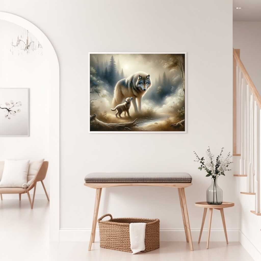 Wolf and Pup — Diamond Painting Kit, product view 2