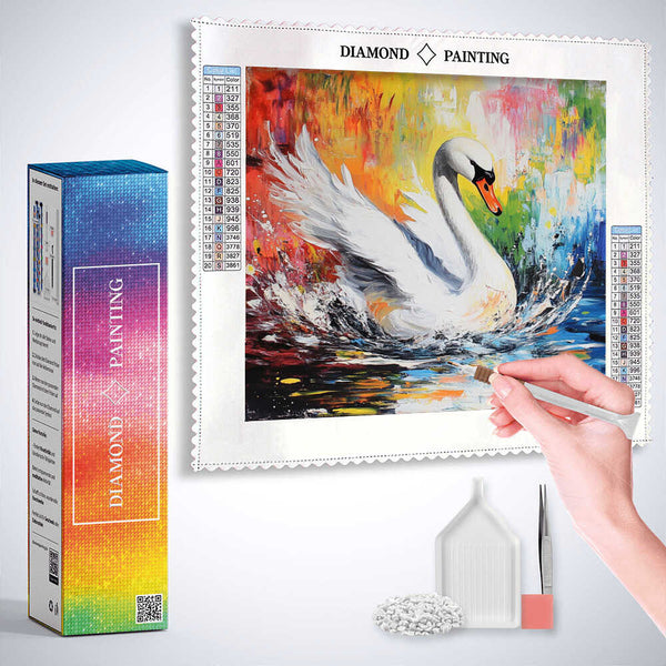 Swan in Graceful Motion — Diamond Painting Kit, product view 3