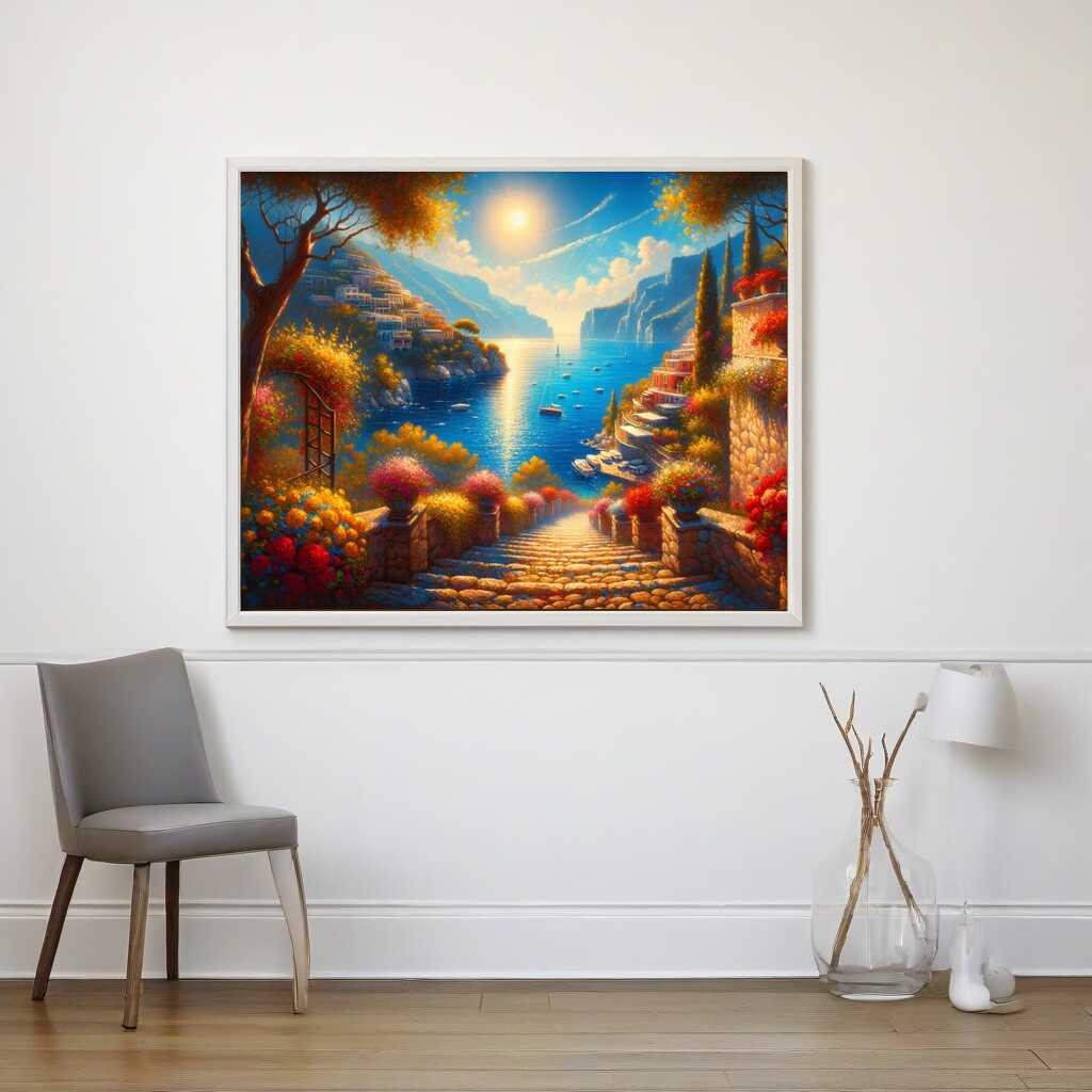 Romantic view of a Mediterranean bay — Diamond Painting Kit, product view 2