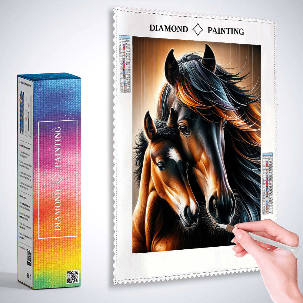 Mare with foal — Diamond Painting Kit, product view 3