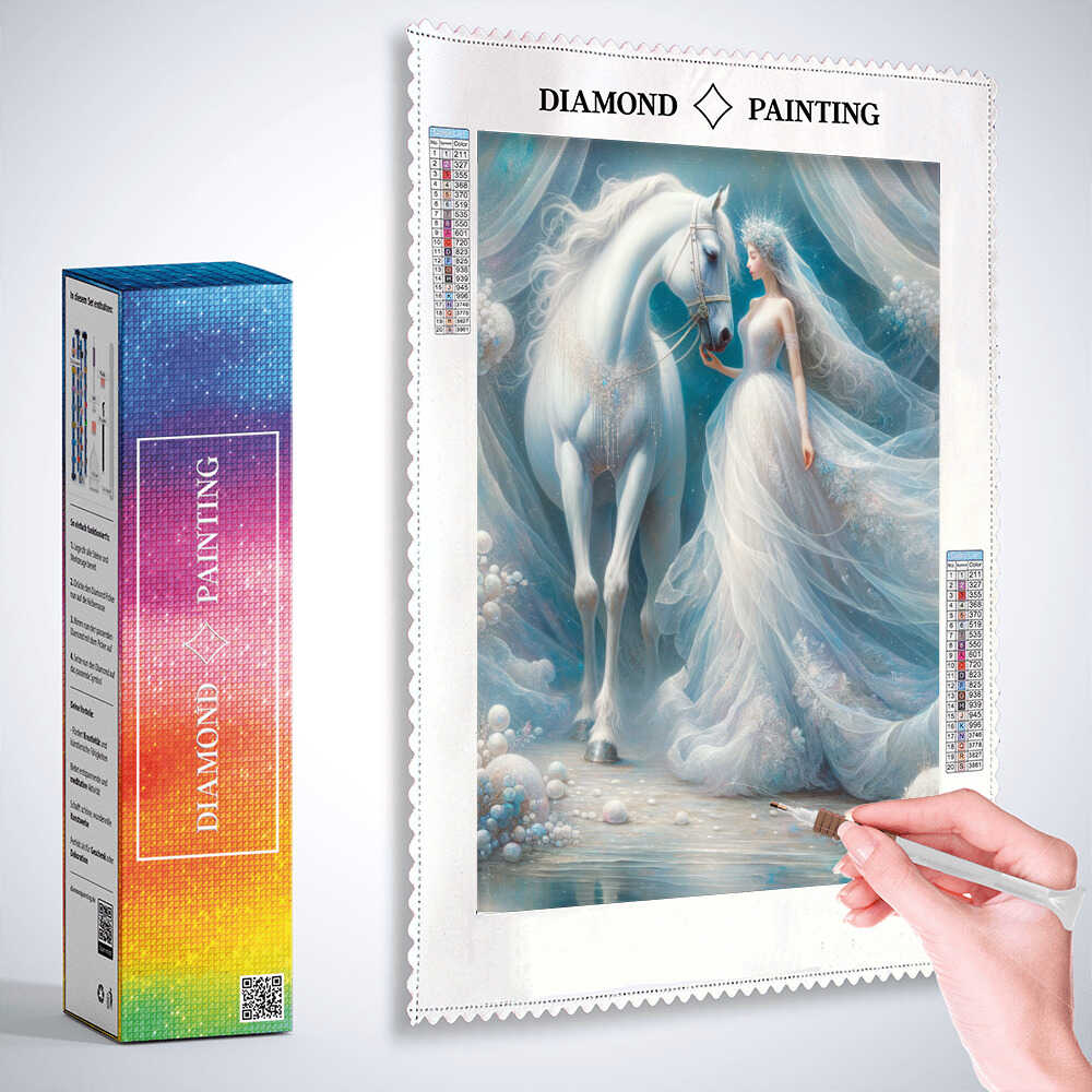 Bride with white horse — Diamond Painting Kit, product view 3