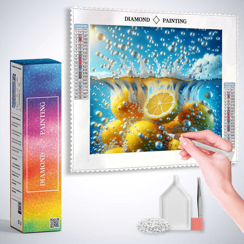 Lemons in the water — Diamond Painting Kit, product view 3