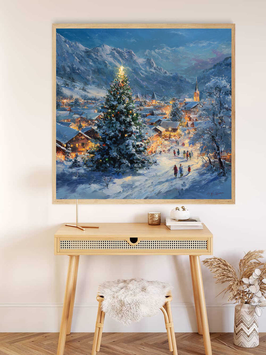 Winter Village in Festive Lights — Diamond Painting Kit, product view 2