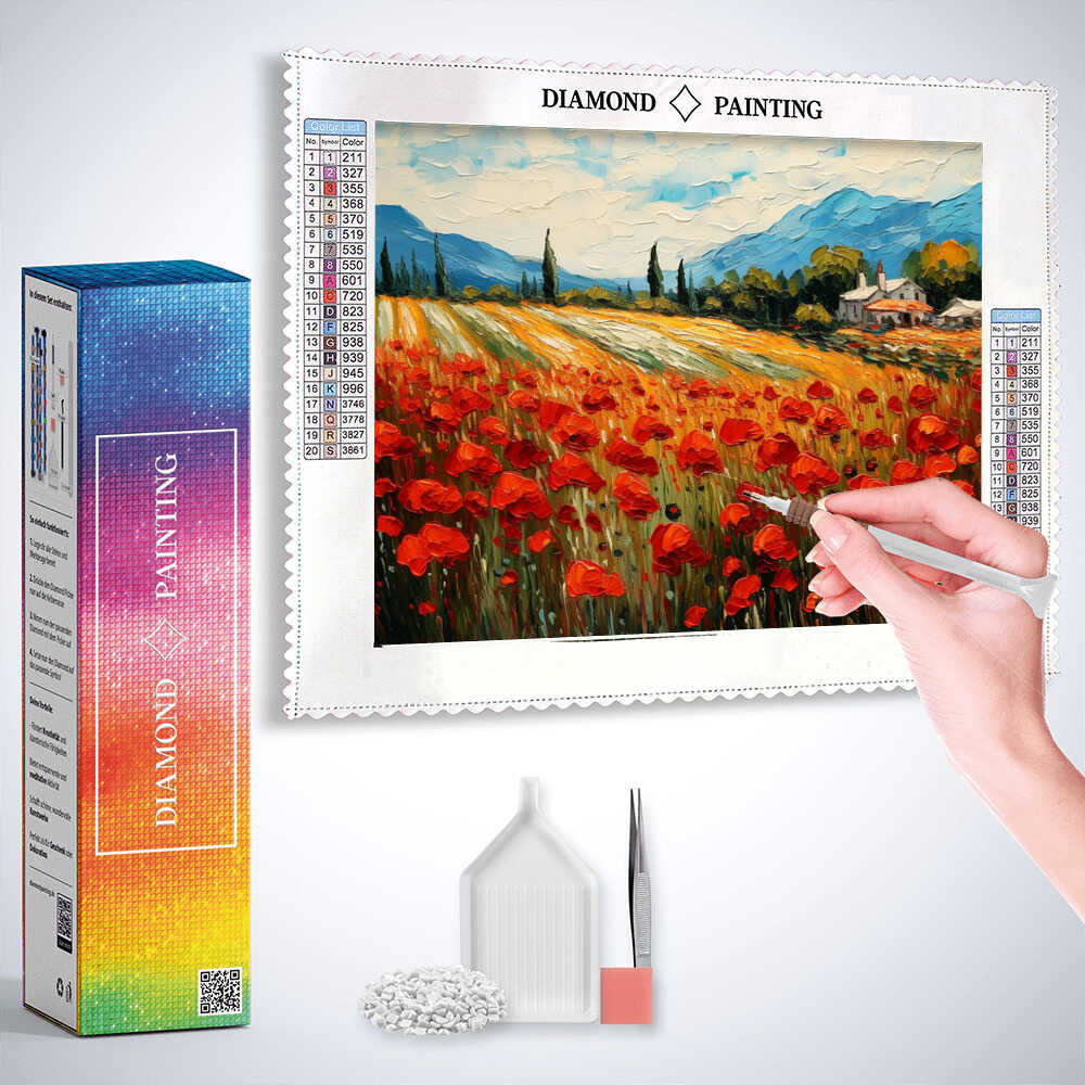 A Flourish of Poppies — Diamond Painting Kit, product view 3