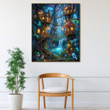 The Magical Forest Village at Night — Diamond Painting Kit, product view 2