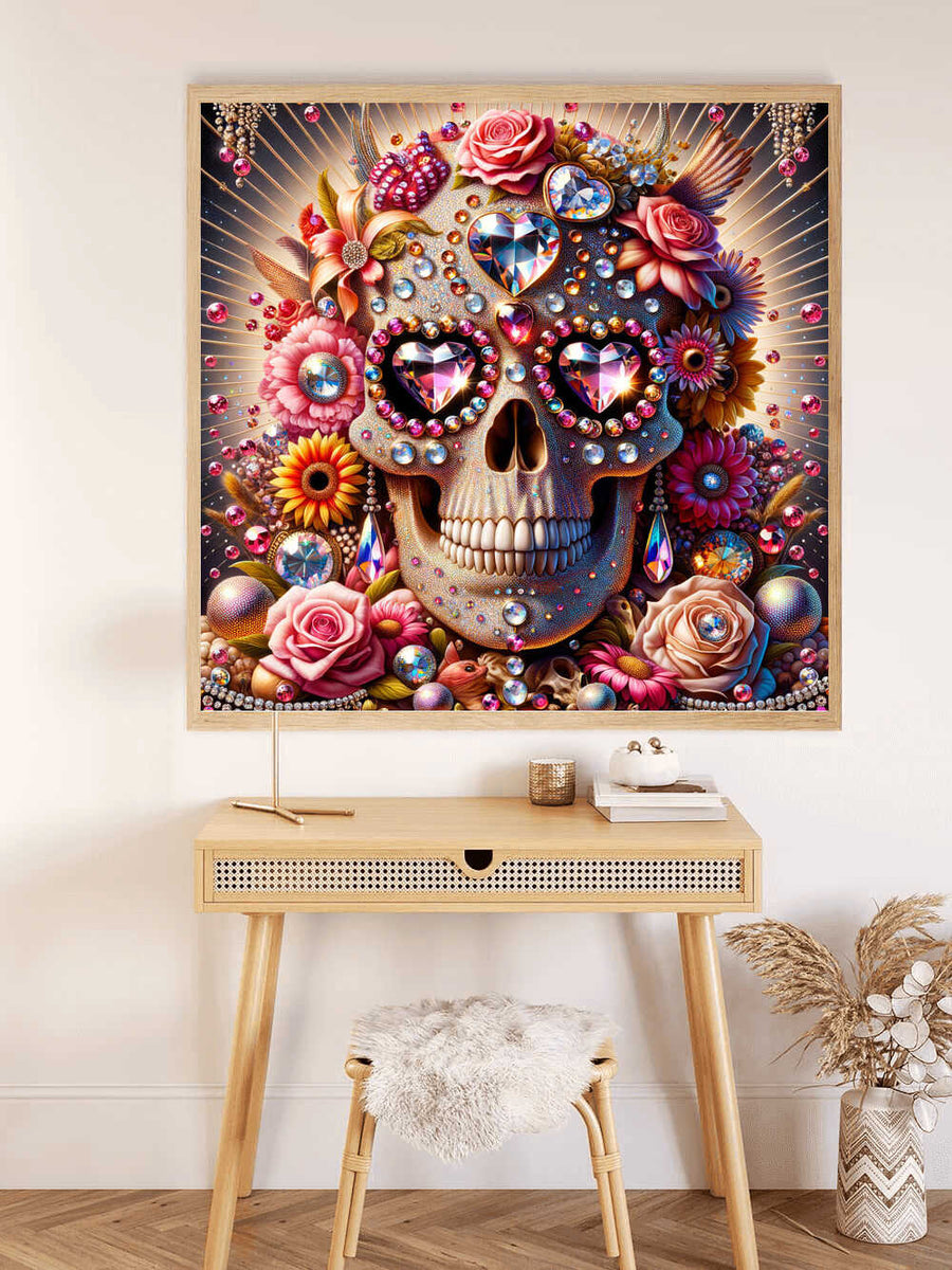 Skull with bow — Diamond Painting Kit, product view 2