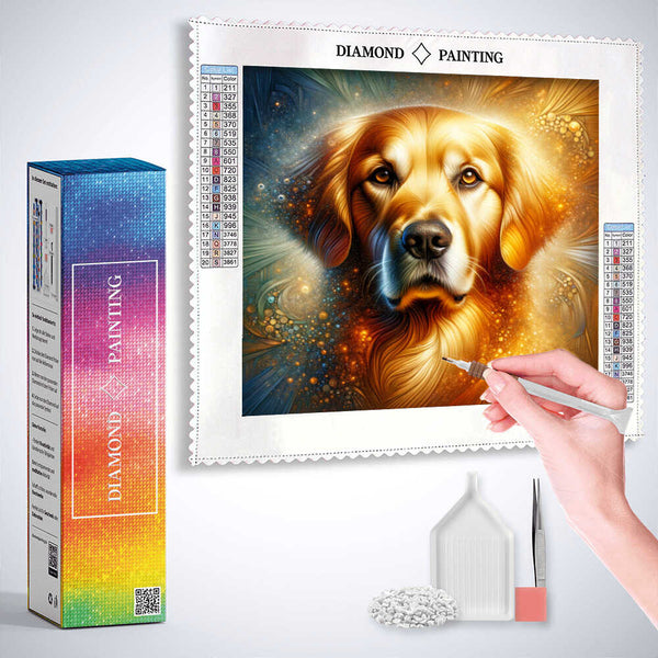 Golden Retriever Portrait — Diamond Painting Kit, product view 3