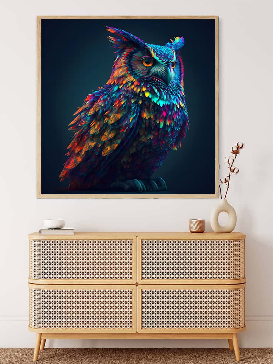 Proud owl at night — AB Diamond Painting Kit, product view 3