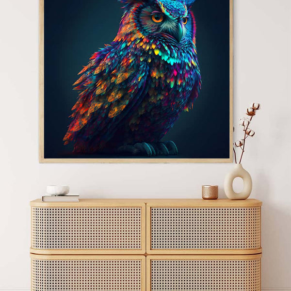 Proud owl at night — AB Diamond Painting Kit, product view 3
