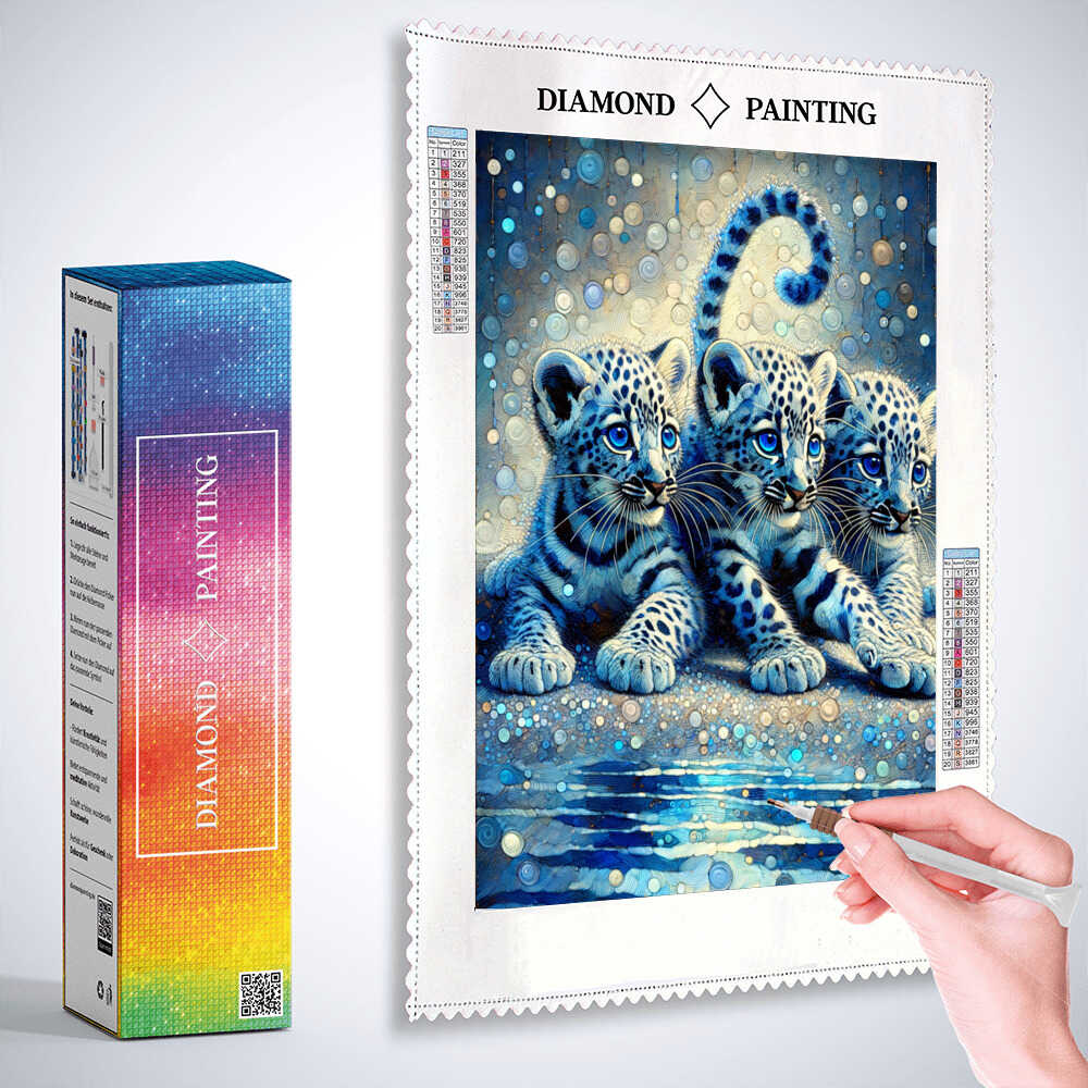 Color impression playing leopards — Diamond Painting Kit, product view 3
