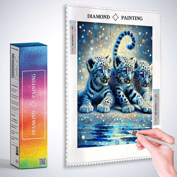 Color impression playing leopards — Diamond Painting Kit, product view 3