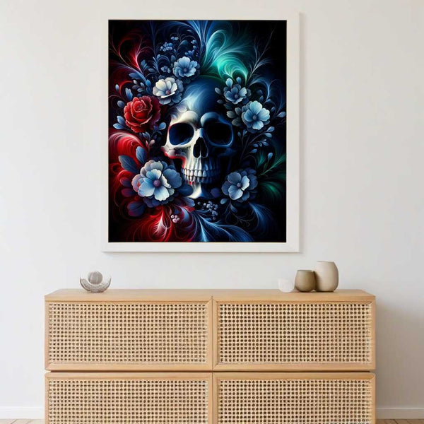 Skull with flowers — Diamond Painting Kit, product view 2