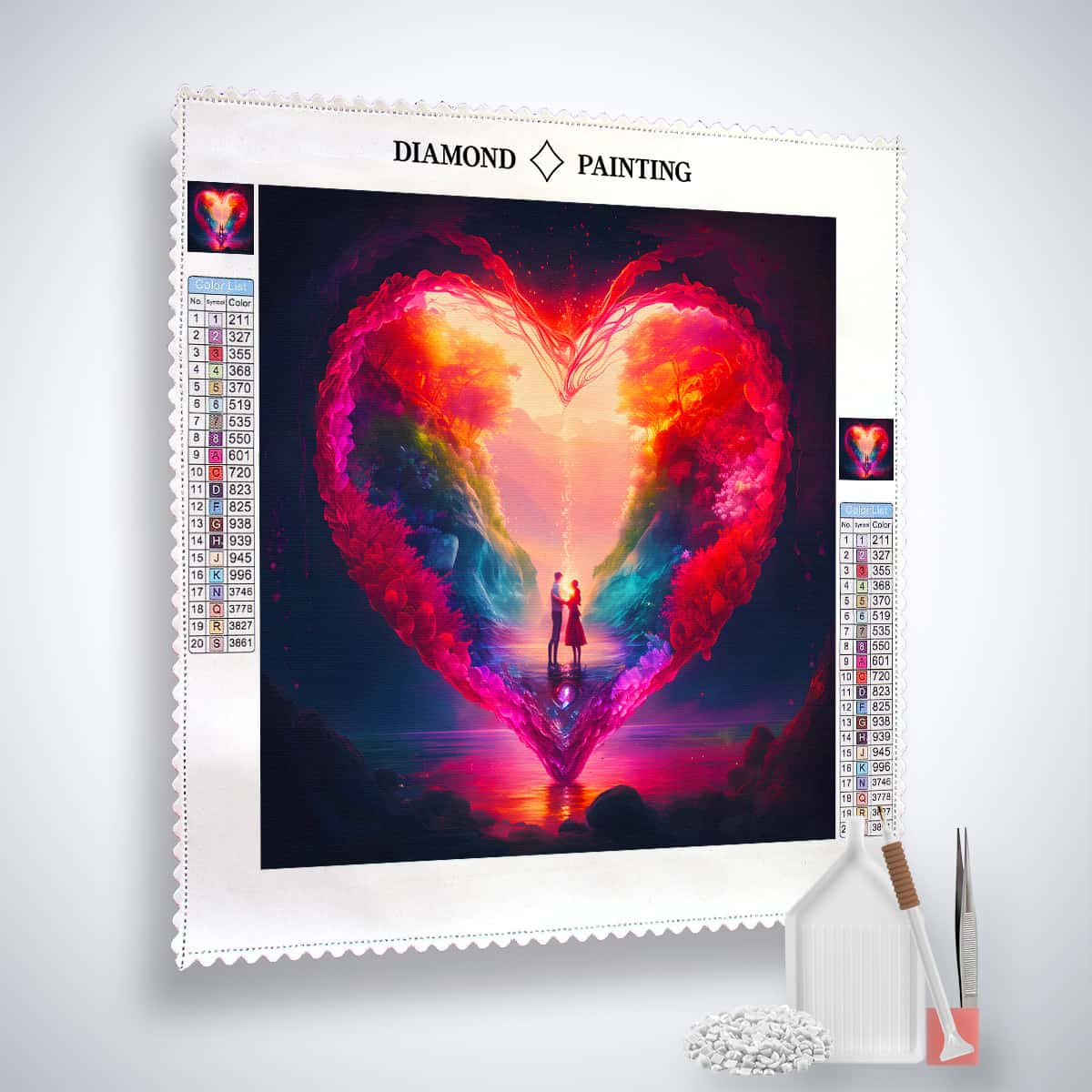 Heart Couple Night — Diamond Painting Kit, product view 2