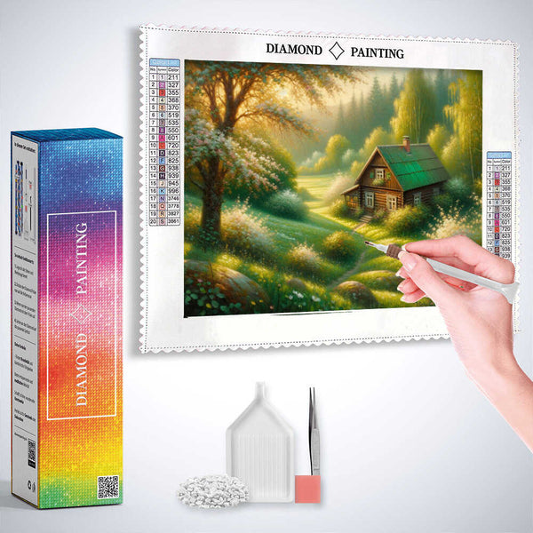 House in the Woodland Meadow — Diamond Painting Kit, product view 3