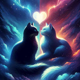 Cat couple, black and white — Diamond Painting Kit design