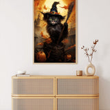 Cat riding a broom — Diamond Painting Kit, product view 3