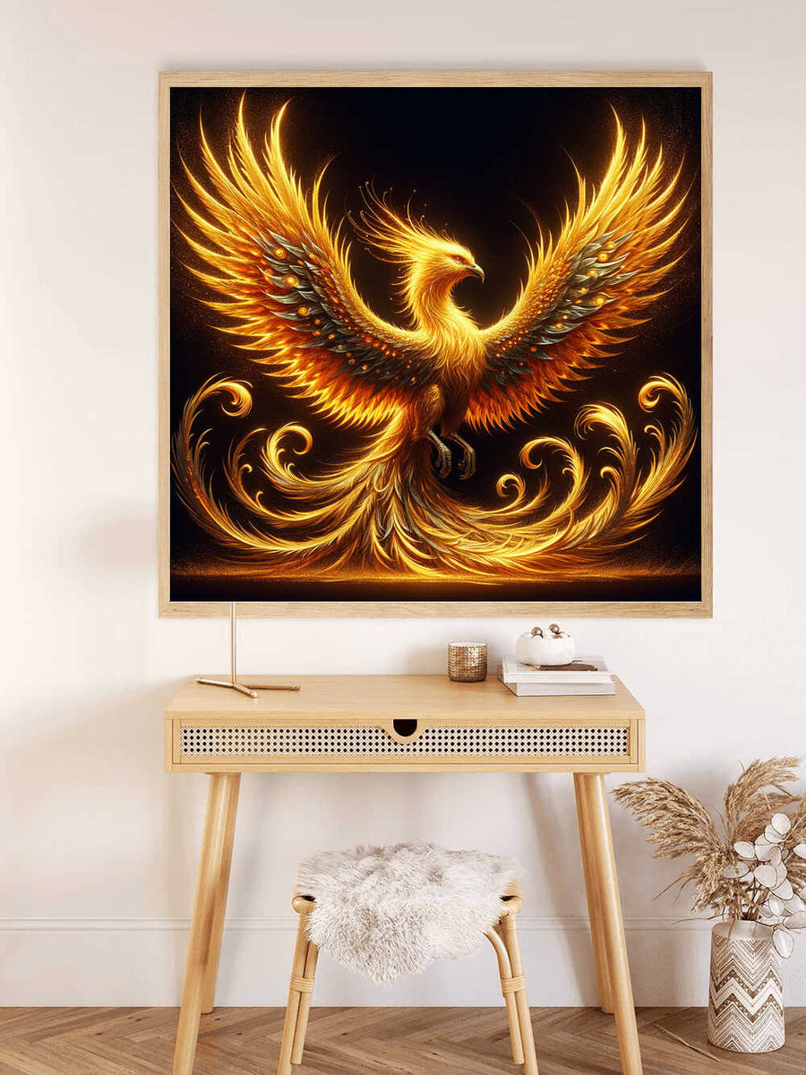 Phoenix Awakening, Golden — Diamond Painting Kit, product view 2