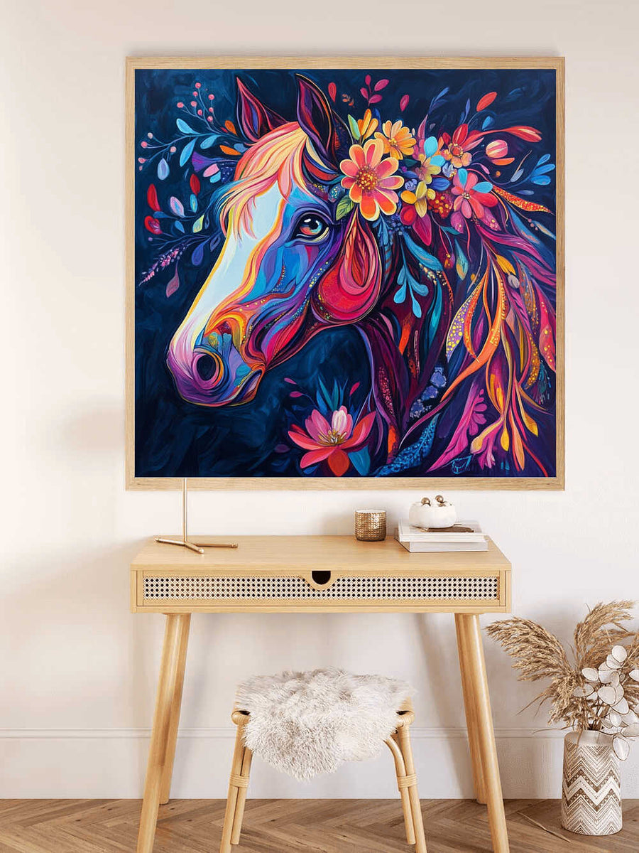 Horse with a Floral Mane — Diamond Painting Kit, product view 2