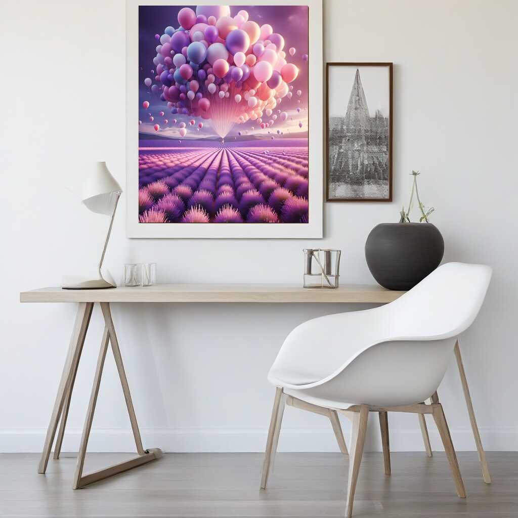Balloons lavender field — Diamond Painting Kit, product view 2