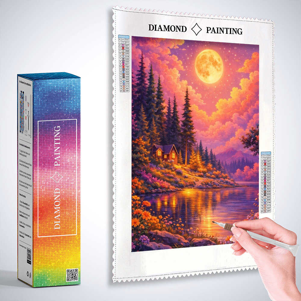 Moonlit Lake Magic — Diamond Painting Kit, product view 3