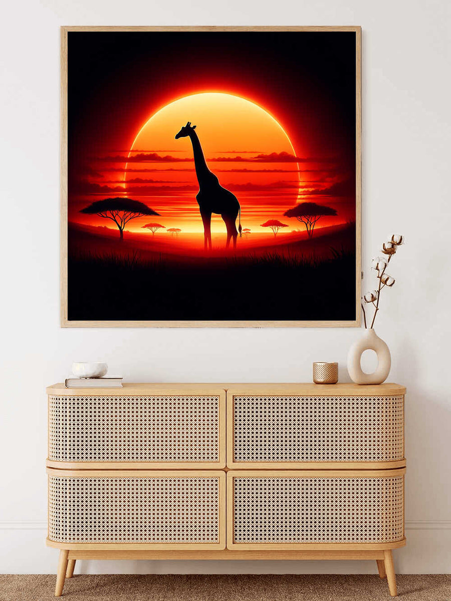 Giraffe in front of the sun — Diamond Painting Kit, product view 2