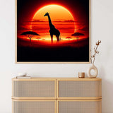 Giraffe in front of the sun — Diamond Painting Kit, product view 2
