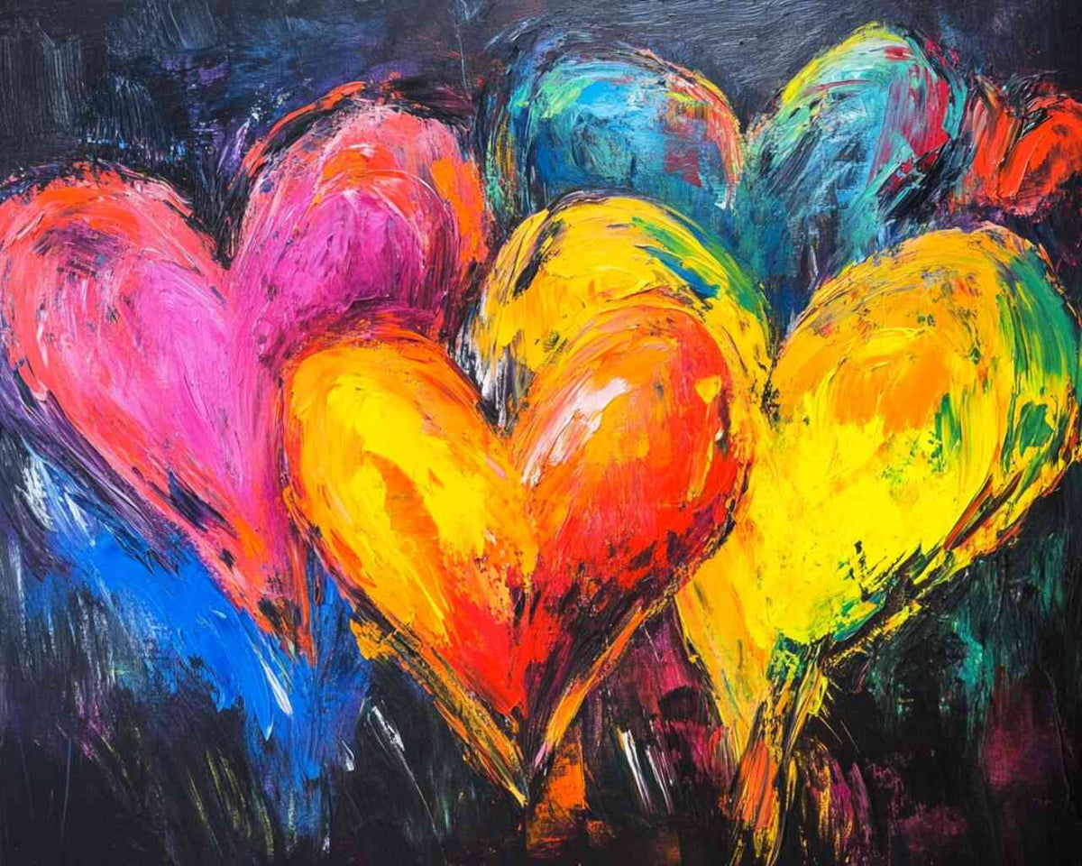 Painted Hearts in Color — Diamond Painting Kit design