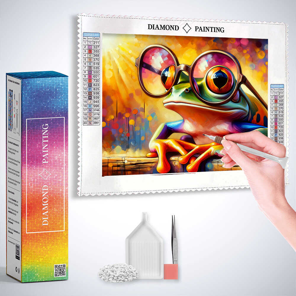 Frog wears big glasses — Diamond Painting Kit, product view 3