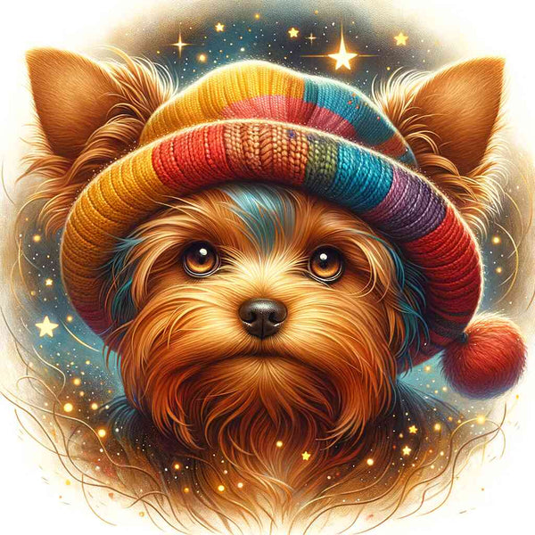 Yorkshire Terrier with hat — Diamond Painting Kit design