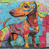 A Dachshund's Colorful Awakening — Diamond Painting Kit design