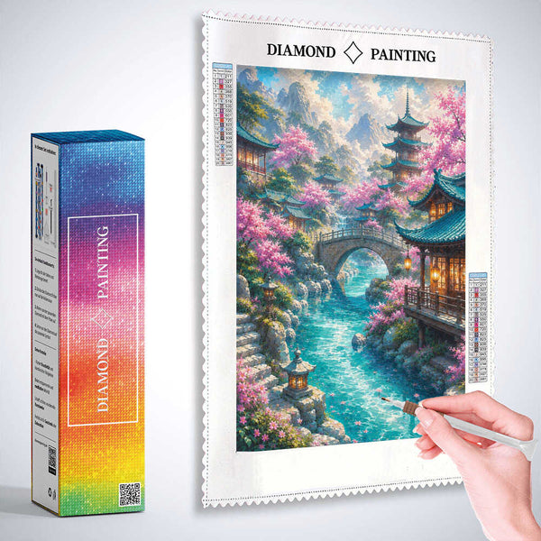 Cherry Blossom Valley — Diamond Painting Kit, product view 3