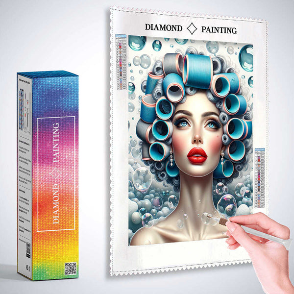 Woman with curlers — Diamond Painting Kit, product view 3