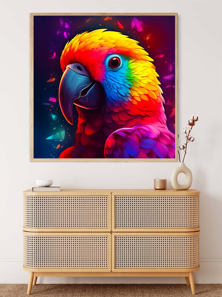 Papagai Frontal Colored — AB Diamond Painting Kit, product view 3