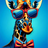 Giraffe with bow tie and glasses — Diamond Painting Kit design